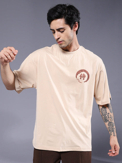 DISCIPLINE OVER FEAR Embroidered Printed Men Oversized T-shirt