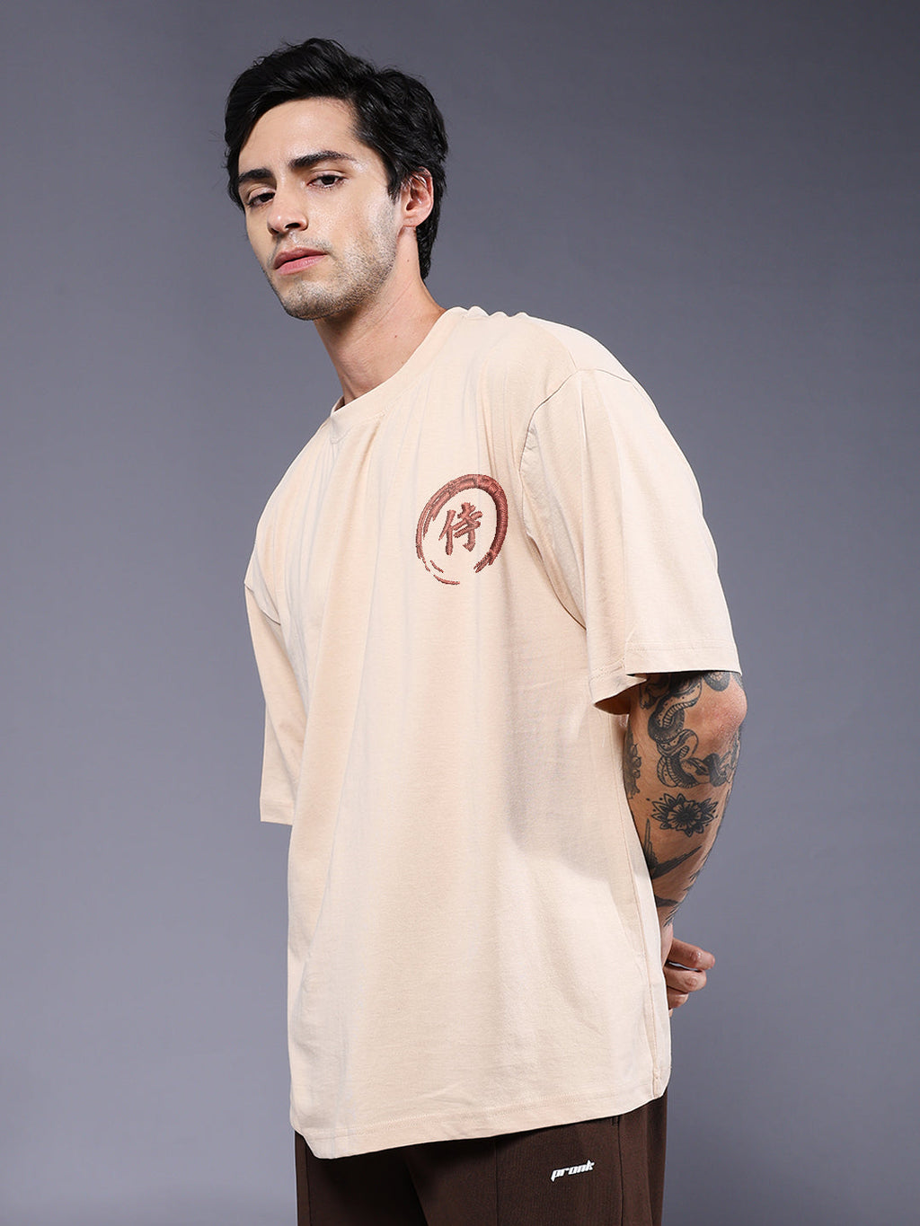 DISCIPLINE OVER FEAR Embroidered Printed Men Oversized T-shirt
