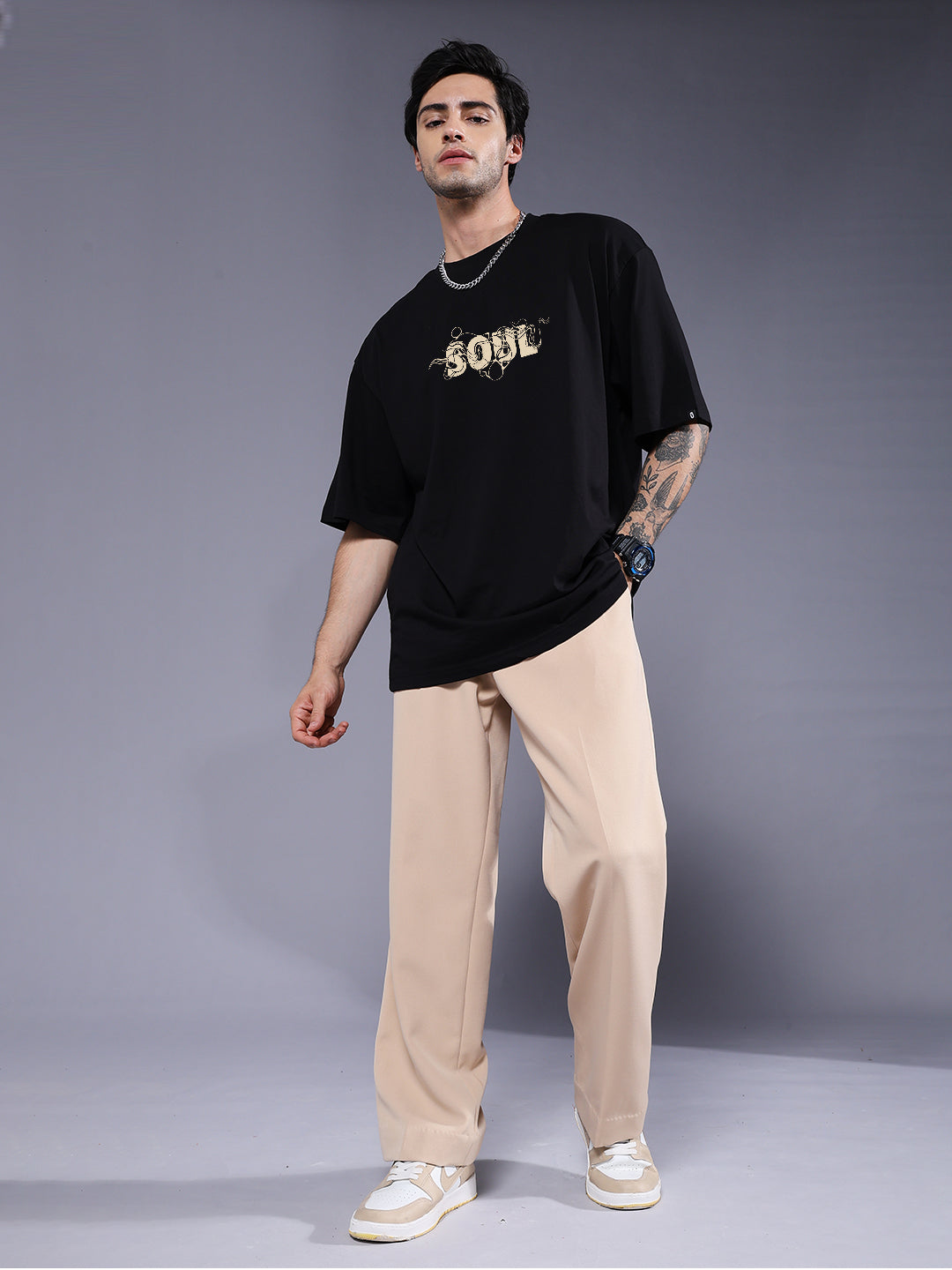 SHAPE OF SOUL Men Printed Oversized T-Shirt