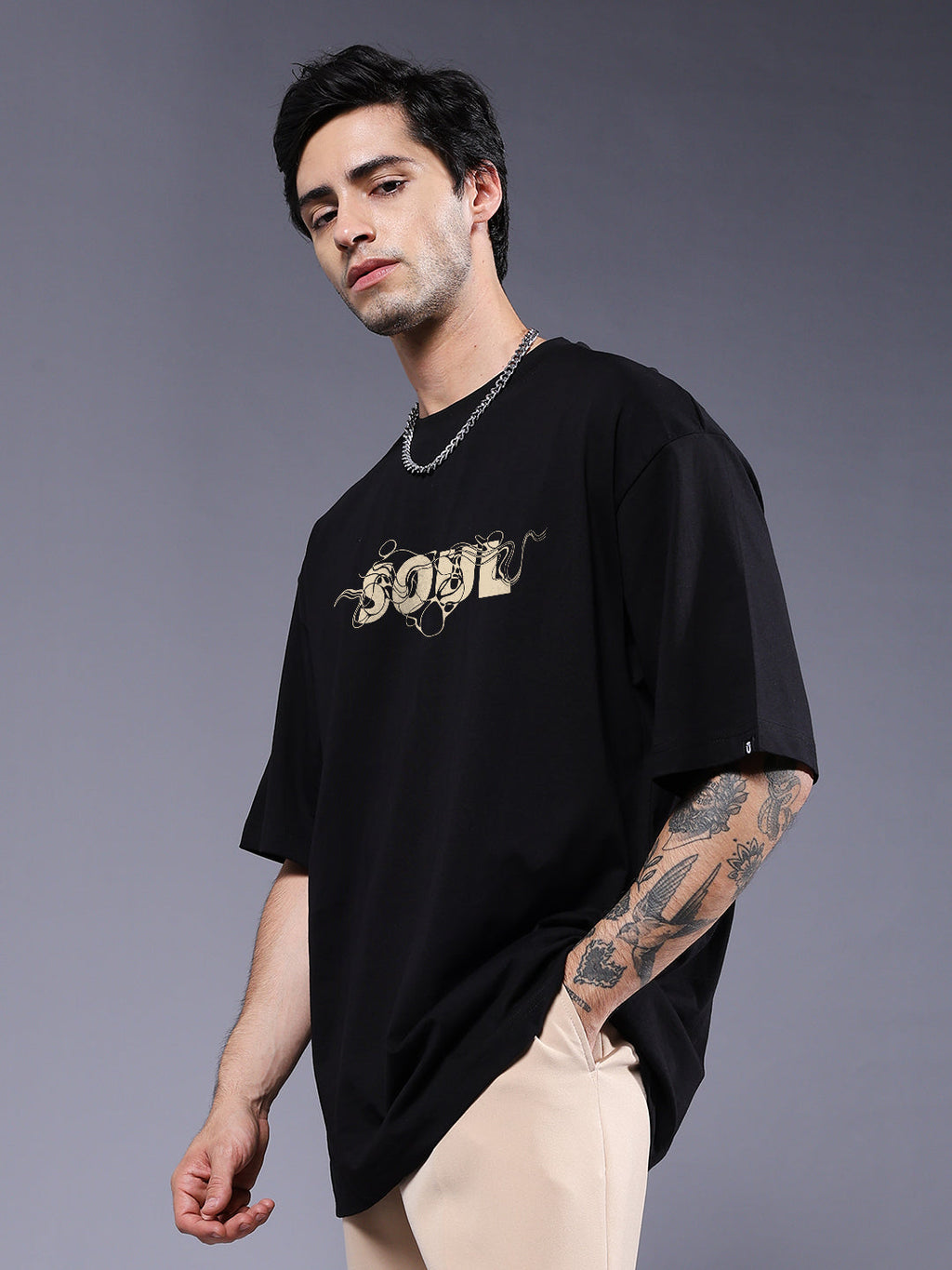 SHAPE OF SOUL Men Printed Oversized T-Shirt