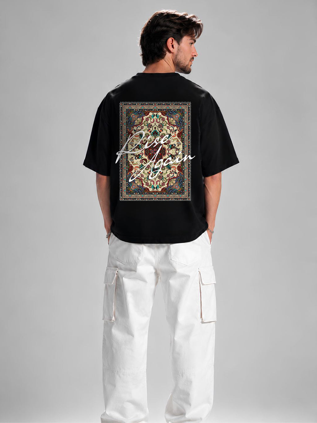 Rise Again Men Oversized Printed T-Shirt