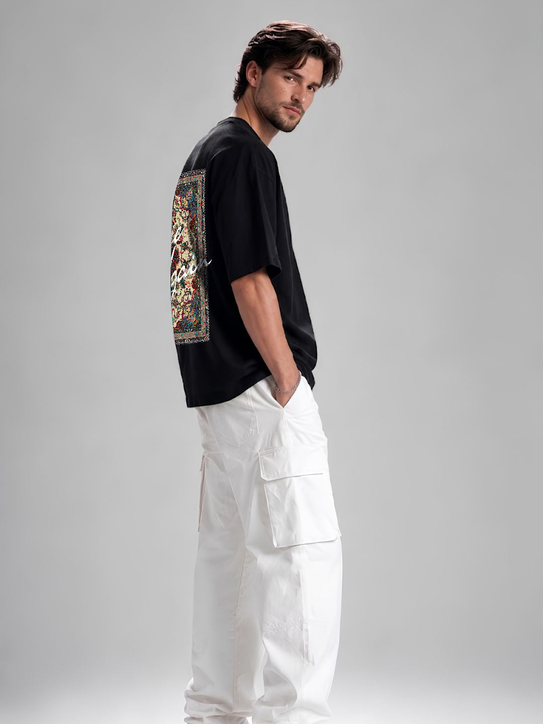 Rise Again Men Oversized Printed T-Shirt