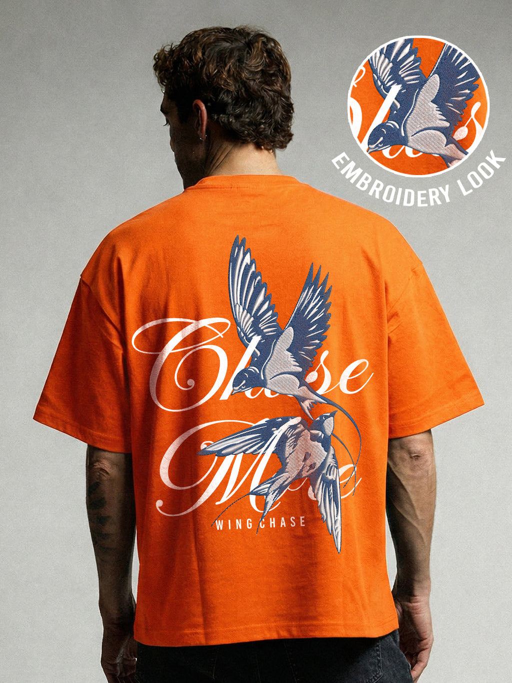 CHASE MORE  Embroidered Men Oversized T-shirt
