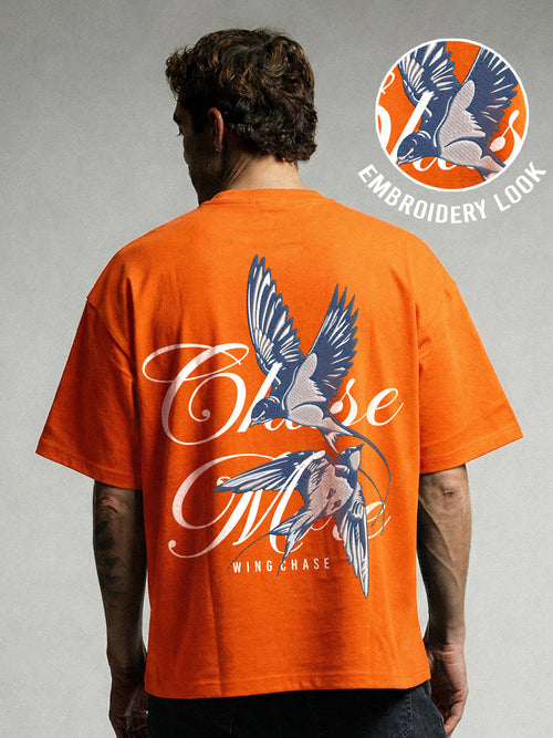 CHASE MORE  Embroidered Men Oversized T-shirt