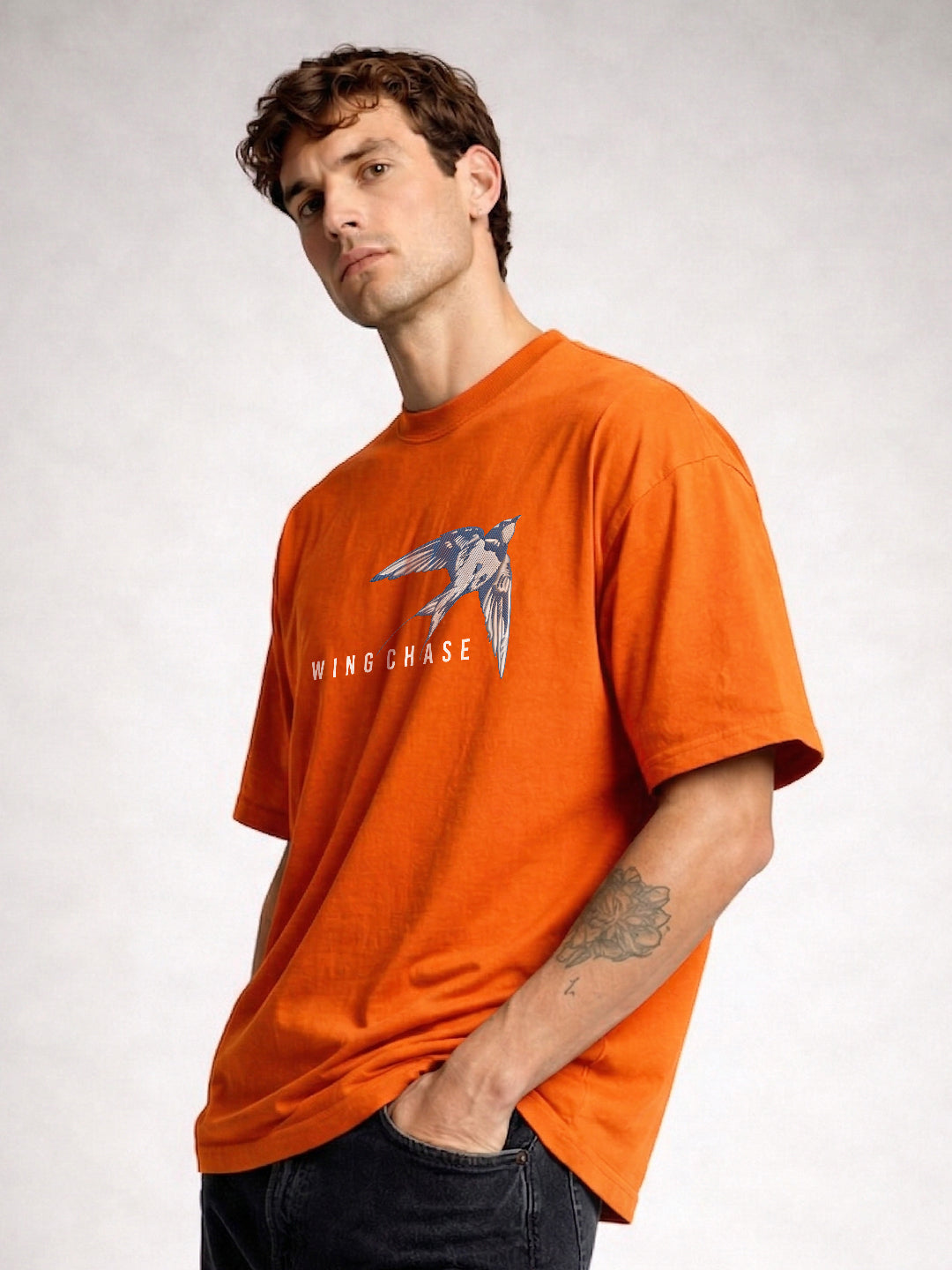CHASE MORE  Embroidered Men Oversized T-shirt