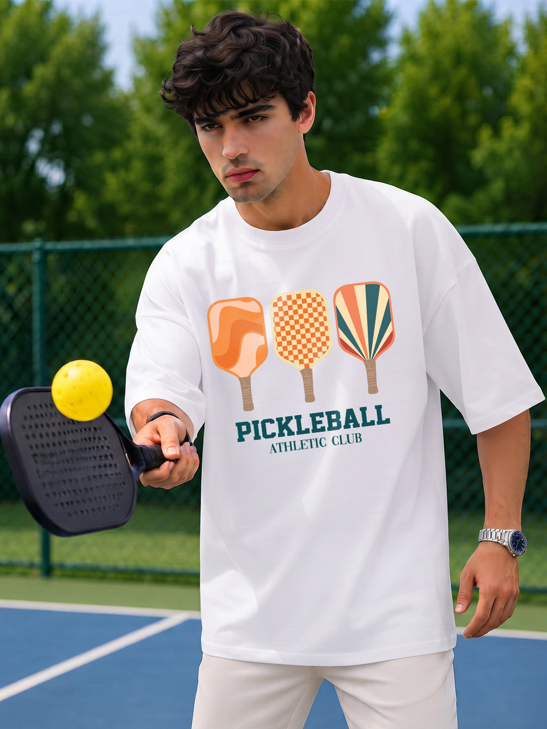 PICKLEBALL  ATHLETIC CLUB Men Printed Oversized T-Shirt