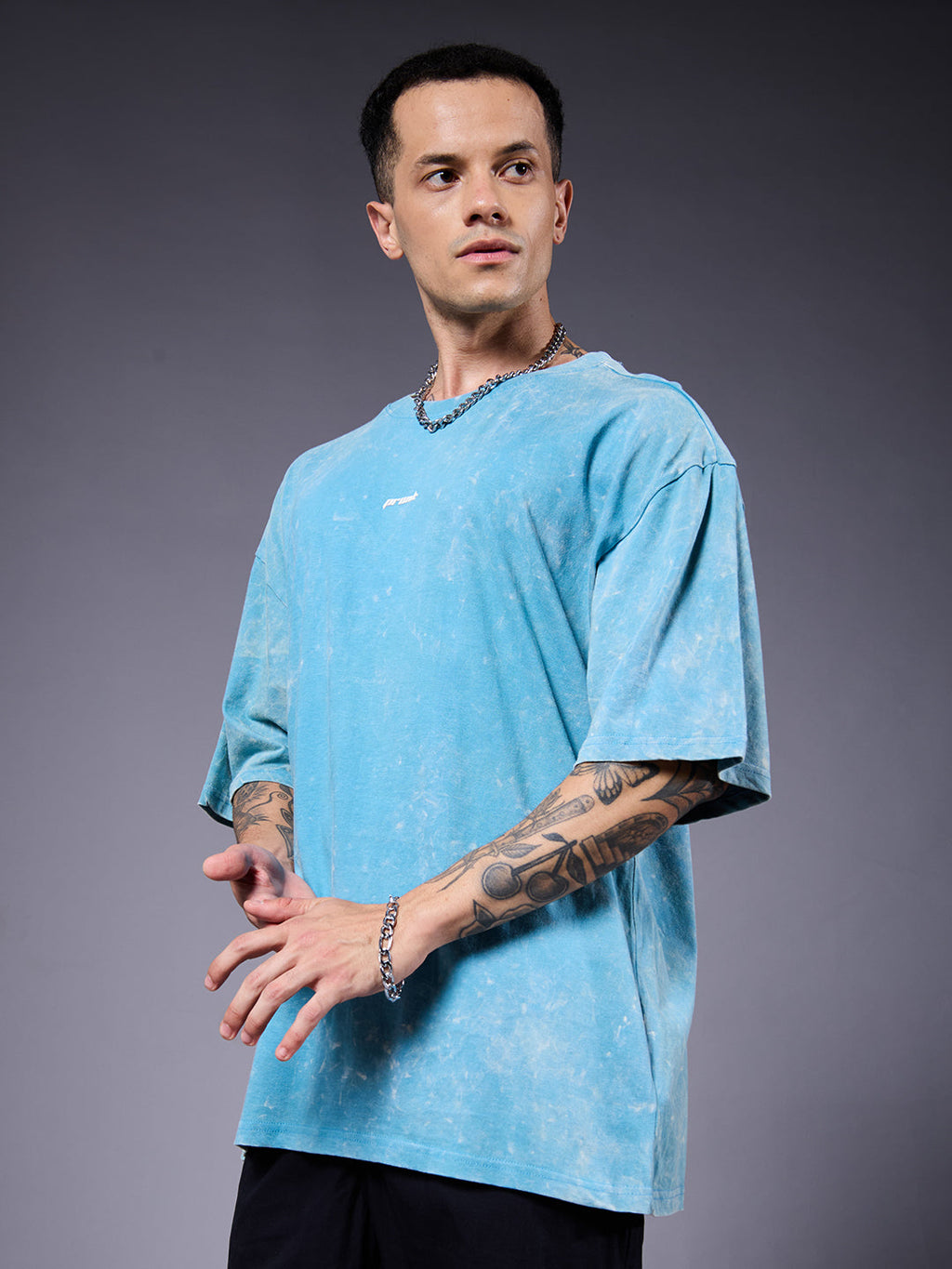 INDIE ROCK Men Retro Wash Oversized T-Shirt