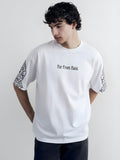 Far From Basic Puff Printed Men Premium Oversized T-Shirt - White