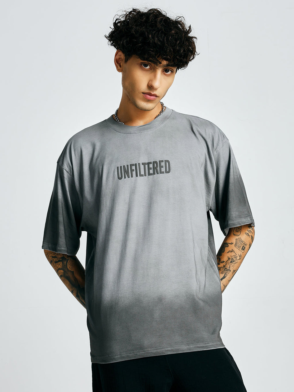 Men Retro Wash Puff Printed Oversized T-Shirt