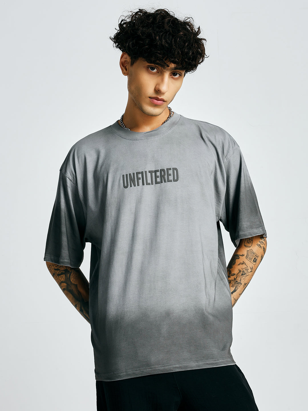 Men Retro Wash Puff Printed Oversized T-Shirt