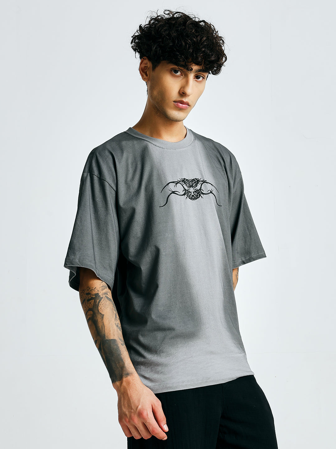 Men Retro Wash Printed Oversized T-Shirt