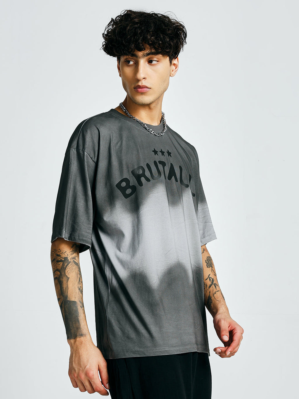 Men Retro Wash Printed Oversized T-Shirt