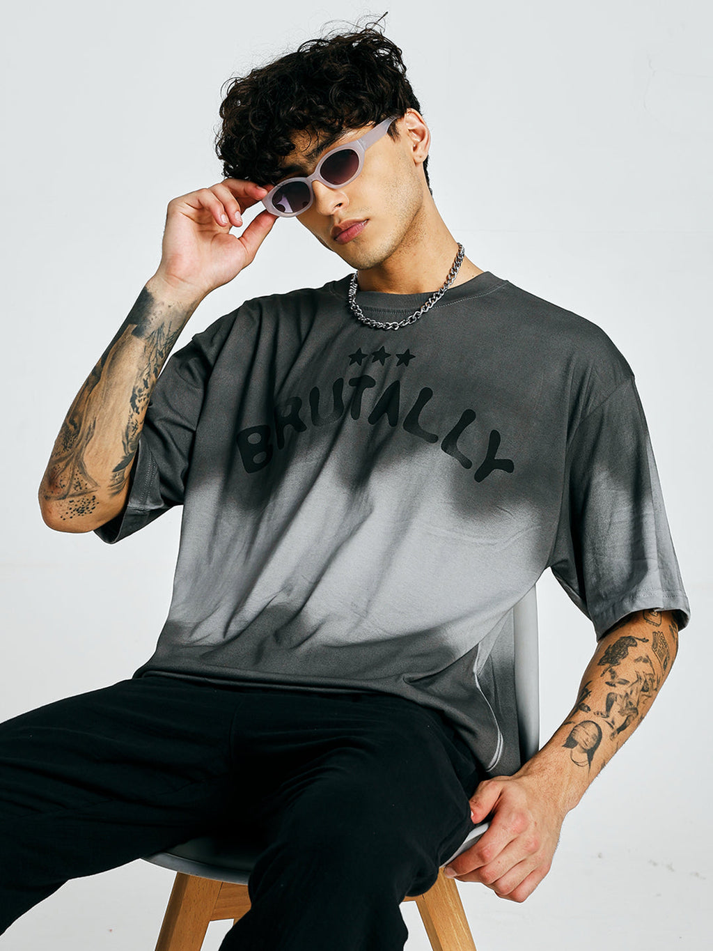 Men Retro Wash Printed Oversized T-Shirt