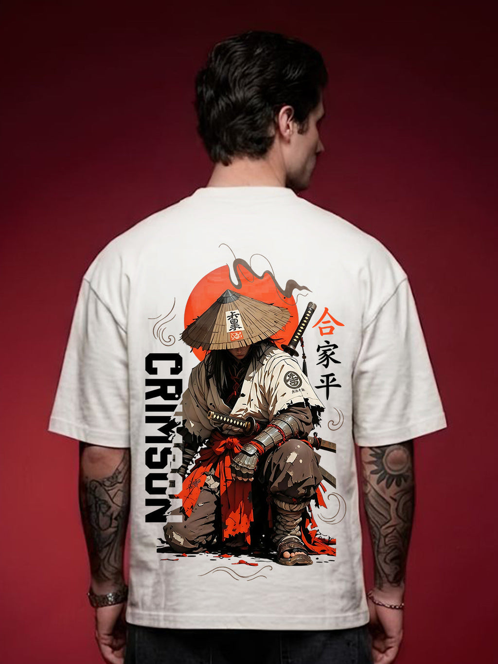 CRIMSON STRAWHAT Men Terry Printed Oversized T-Shirt